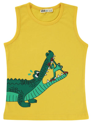 Civil Boys Timsah Baskılı 2-5 Yaş Tişört - Sarı
