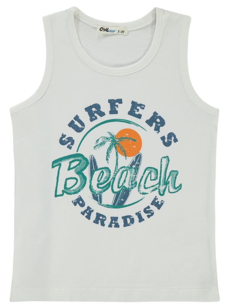 Civil Boys Surfer Beach Baskılı 2-5 Yaş Tişört - Beyaz