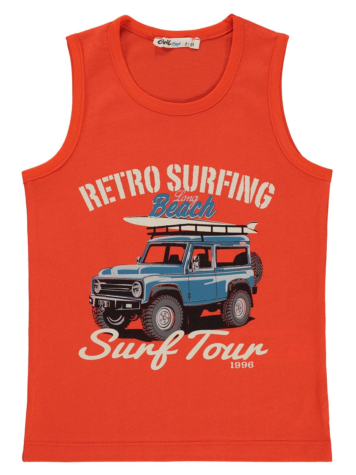 Civil Boys Retro Sufrın Baskılı 2-5 Yaş Tişört - Kırmızı