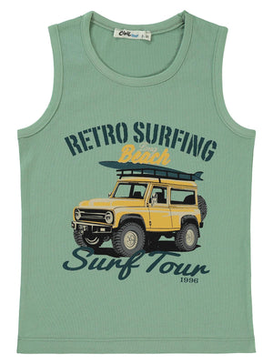 Civil Boys Retro Sufrın Baskılı 2-5 Yaş Tişört - Haki