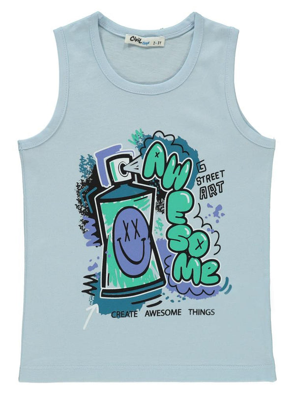 Civil Boys Awersome Baskılı 2-5 Yaş Tişört - Mavi