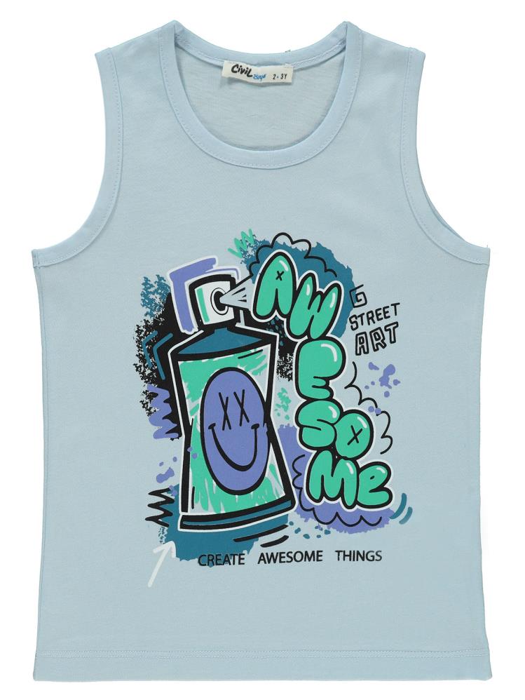 Civil Boys Awersome Baskılı 2-5 Yaş Tişört - Mavi