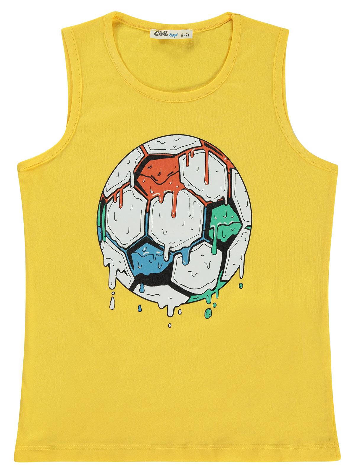 Civil Boys Top Baskılı 6-9 Yaş Tişört - Sarı