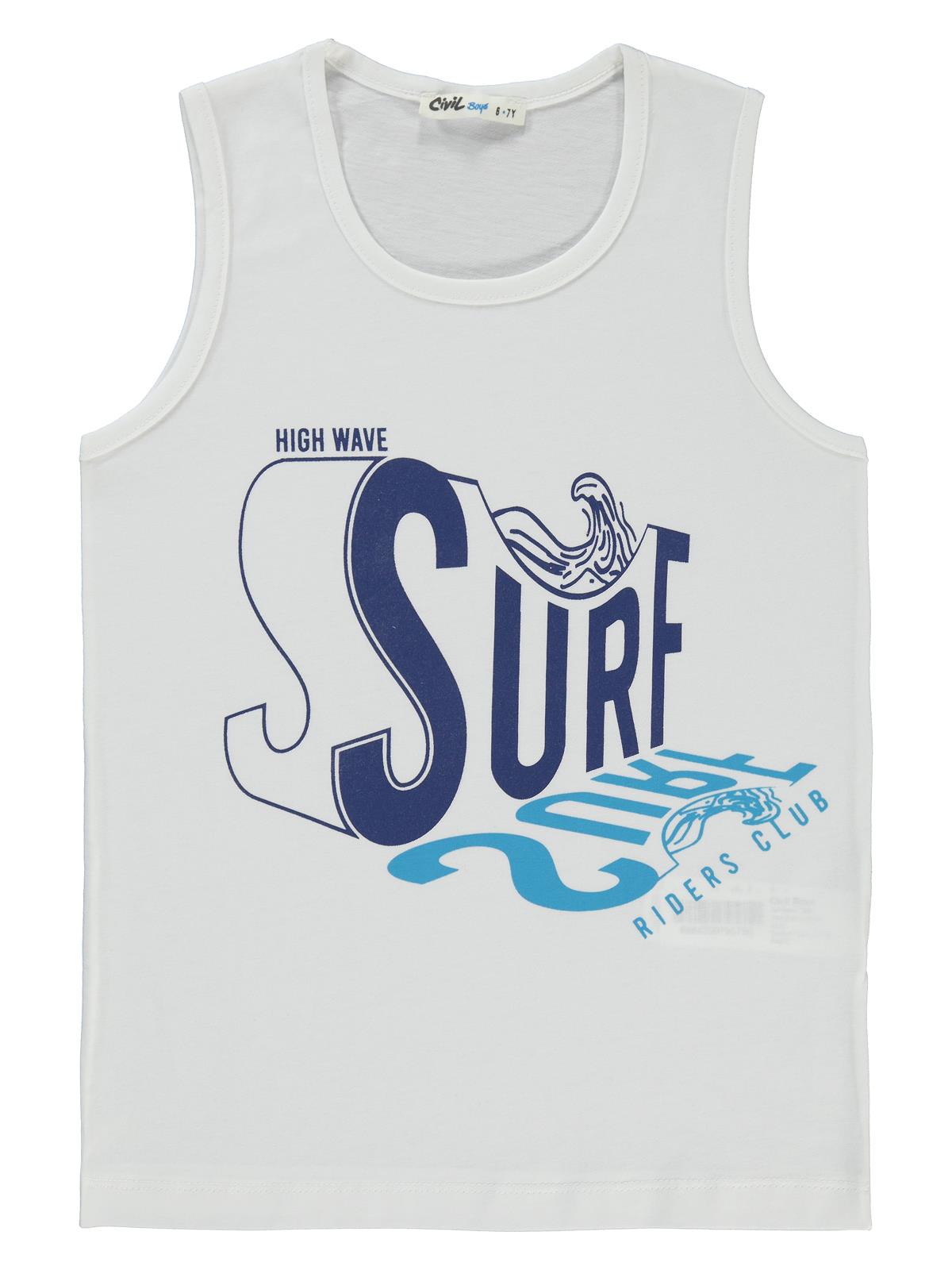Civil Boys Surf Baskılı 6-9 Yaş Tişört - Beyaz