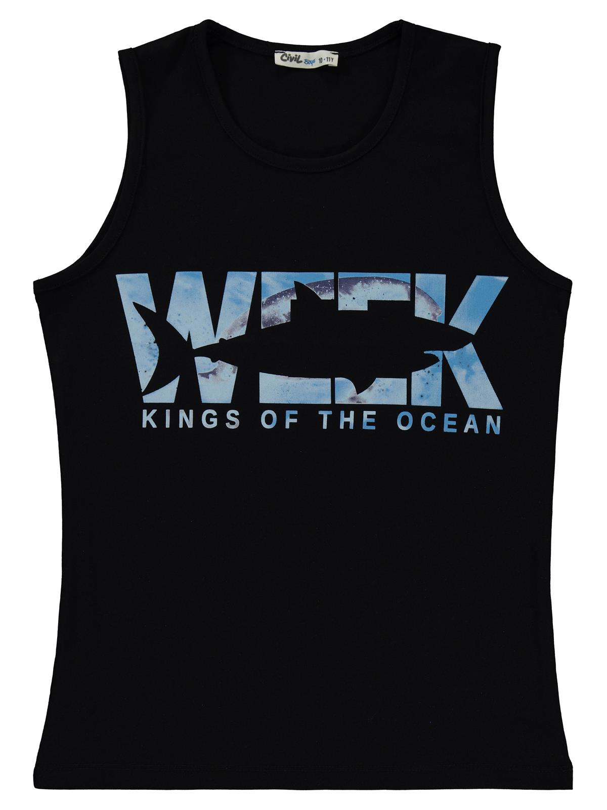 Civil Boys Kıngs Of The Baskılı 10-13 Yaş Tişört - Siyah