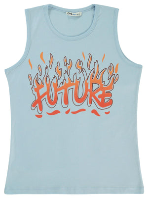 Civil Boys Future Baskılı 10-13 Yaş Tişört - Mavi
