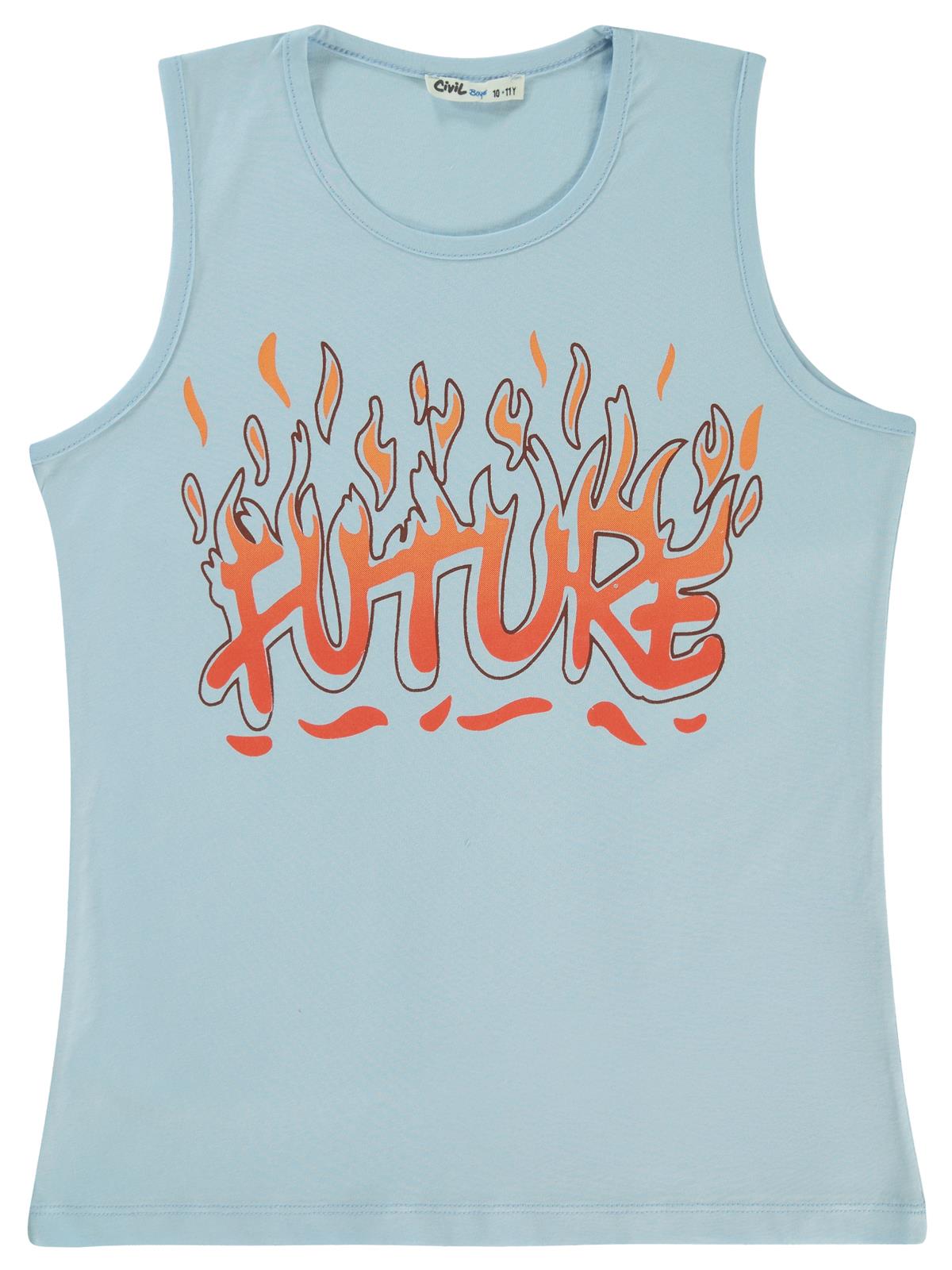 Civil Boys Future Baskılı 10-13 Yaş Tişört - Mavi