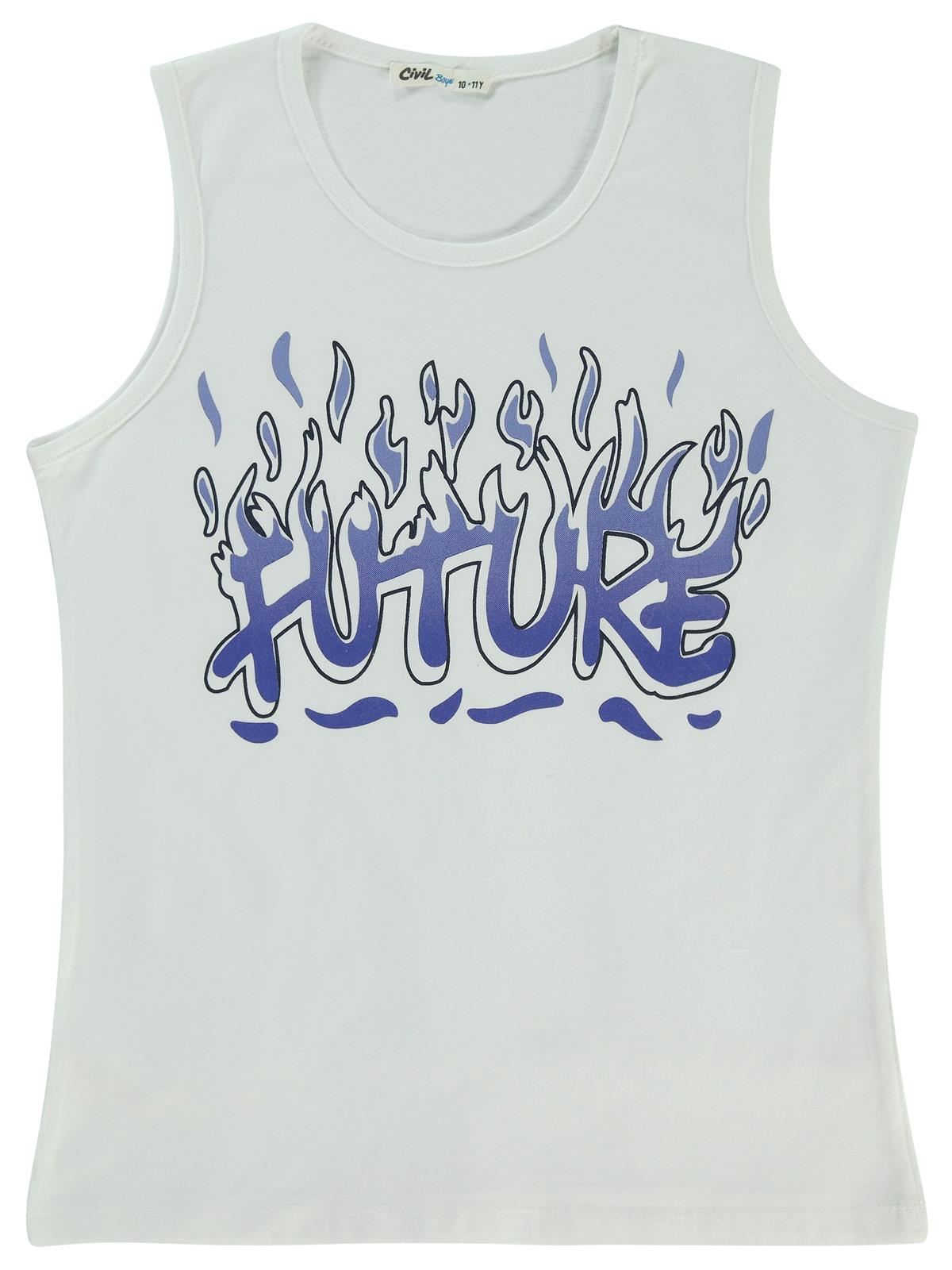 Civil Boys Future Baskılı 10-13 Yaş Tişört - Beyaz