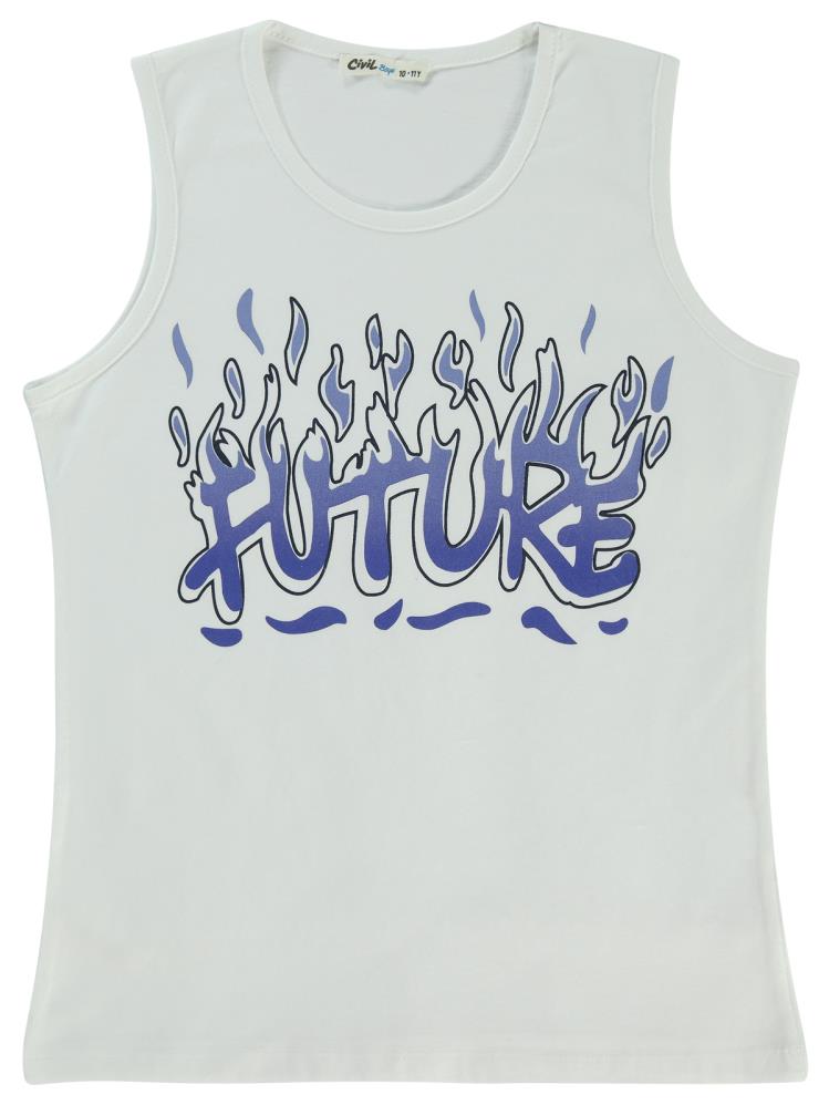 Civil Boys Future Baskılı 10-13 Yaş Tişört - Beyaz