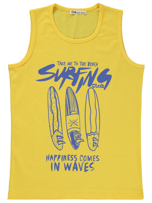 Civil Boys Surfıng Baskılı 10-13 Yaş Tişört - Sarı