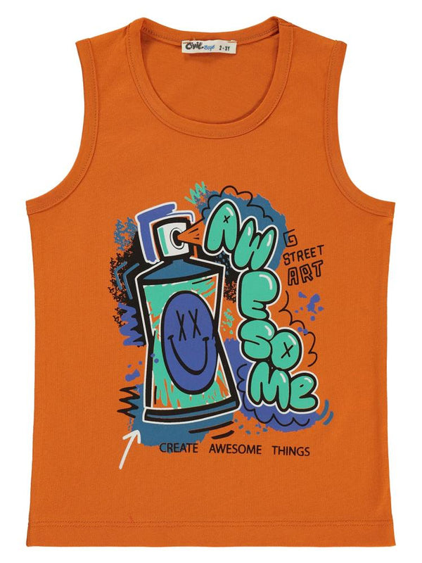 Civil Boys Awersome Baskılı 2-5 Yaş Tişört - Turuncu