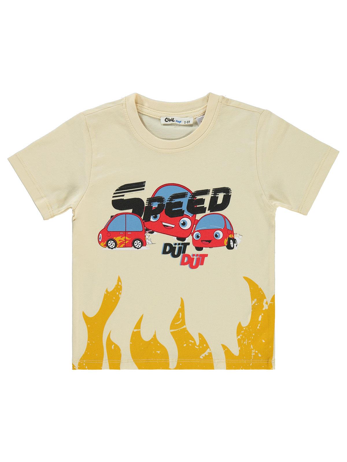 Civil Boys Speed Baskılı 2-5 Yaş Tişört - Bej