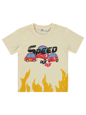 Civil Boys Speed Baskılı 2-5 Yaş Tişört - Bej