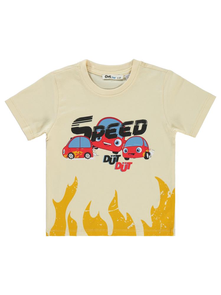 Civil Boys Speed Baskılı 2-5 Yaş Tişört - Bej