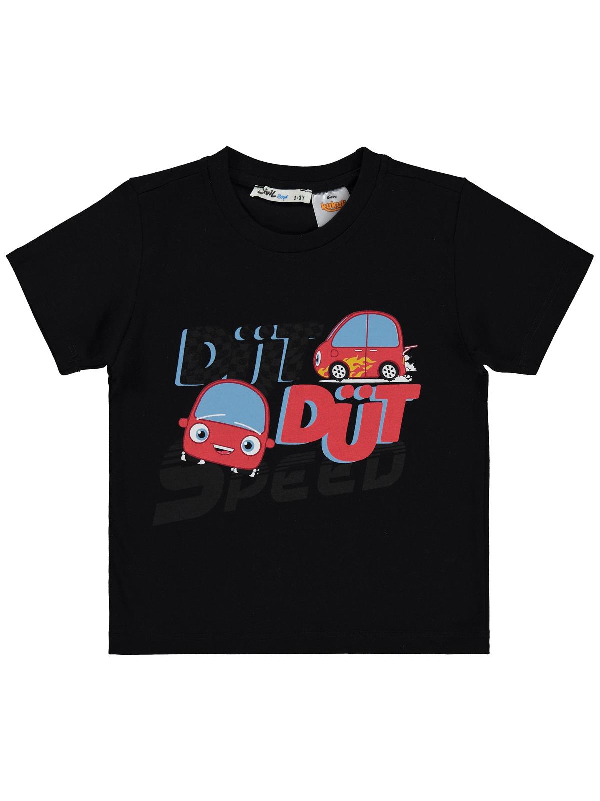 Civil Boys Dütdüt Speed Baskılı 2-5 Yaş Tişört - Siyah