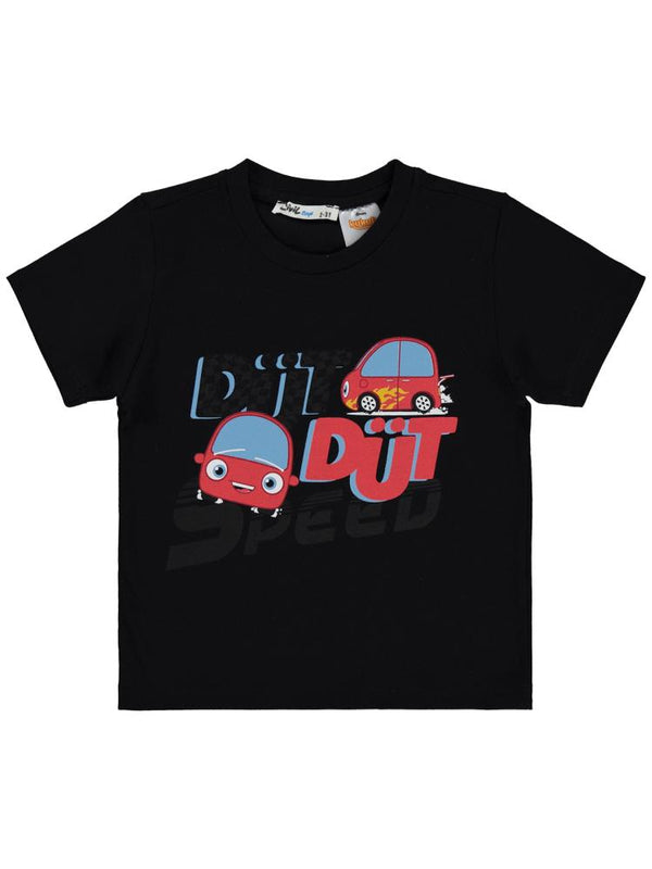 Civil Boys Dütdüt Speed Baskılı 2-5 Yaş Tişört - Siyah