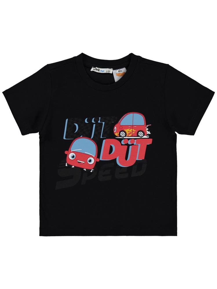 Civil Boys Dütdüt Speed Baskılı 2-5 Yaş Tişört - Siyah