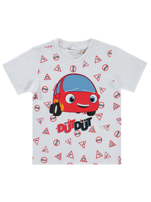 Civil Boys Dütdüt Baskılı 2-5 Yaş Tişört - Beyaz