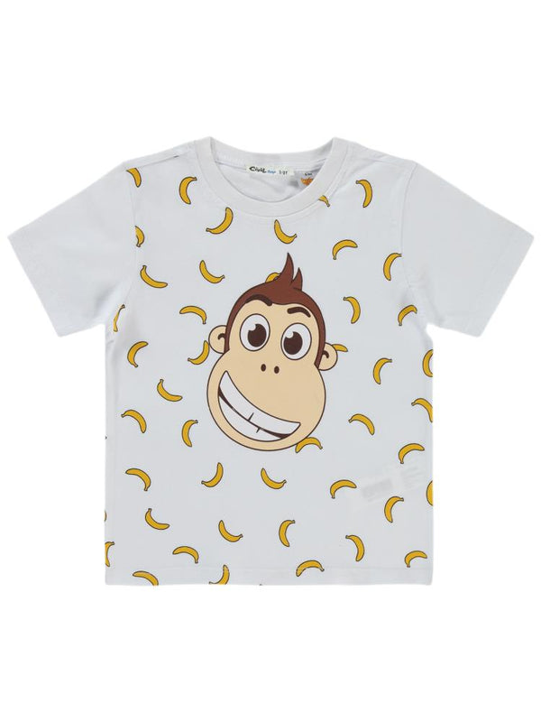 Civil Boys Kukuli Baskılı 2-5 Yaş Tişört - Beyaz