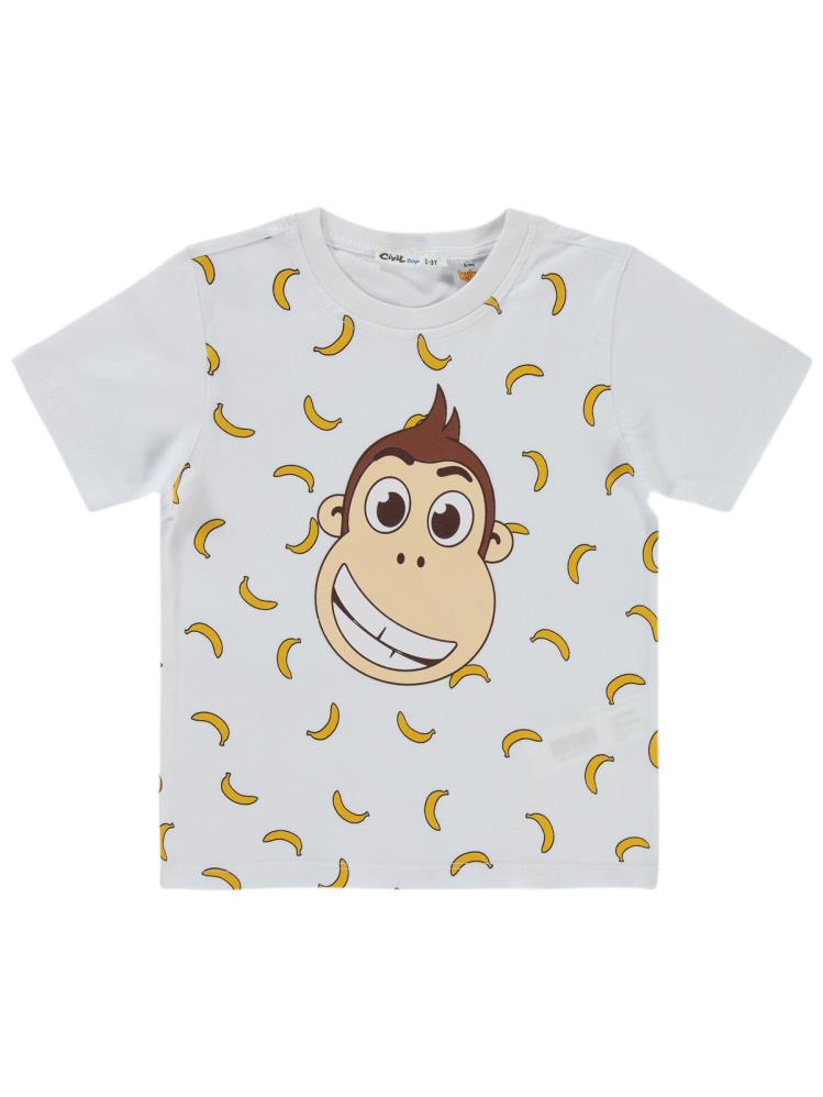 Civil Boys Kukuli Baskılı 2-5 Yaş Tişört - Beyaz