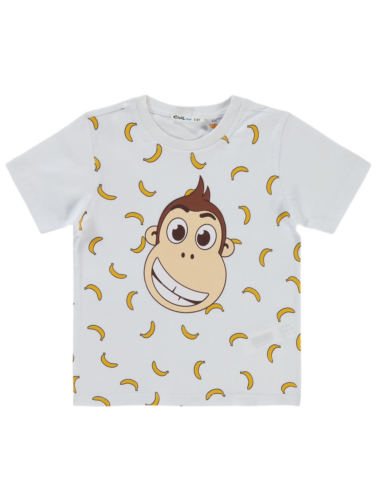Civil Boys Kukuli Baskılı 2-5 Yaş Tişört - Beyaz