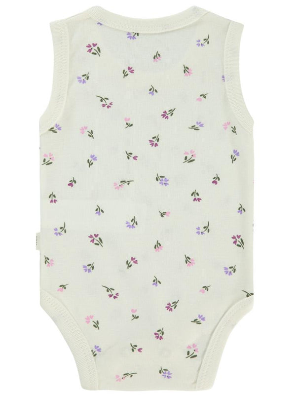 Civil Baby Çiçek Baskılı 1-36 Ay Çıtçıtlı Badi - Ekru