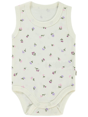 Civil Baby Çiçek Baskılı 1-36 Ay Çıtçıtlı Badi - Ekru