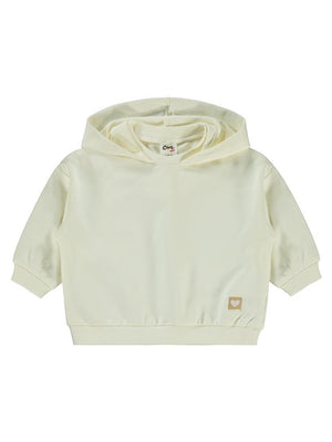 Civil Baby Civil Basic Kalp Etiketli Kapüşonlu 6-18 Ay Sweatshirt - Ekru