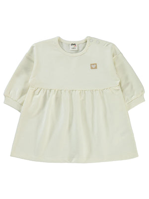 Civil Baby Civil Basic Kalp Etiketli 6-18 Ay Elbise - Ekru
