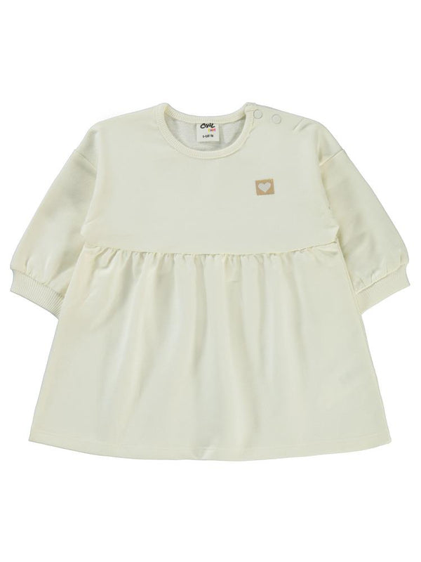 Civil Baby Civil Basic Kalp Etiketli 6-18 Ay Elbise - Ekru