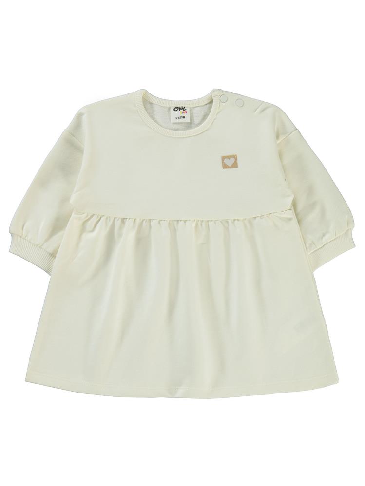 Civil Baby Civil Basic Kalp Etiketli 6-18 Ay Elbise - Ekru