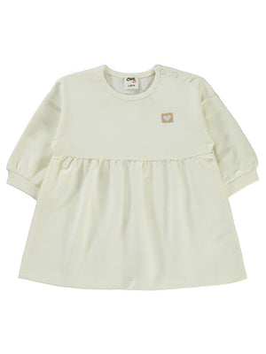 Civil Baby Civil Basic Kalp Etiketli 6-18 Ay Elbise - Ekru