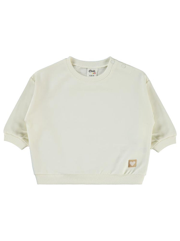 Civil Baby Civil Basic Kalp Etiketli 6-18 Ay Sweatshirt - Ekru