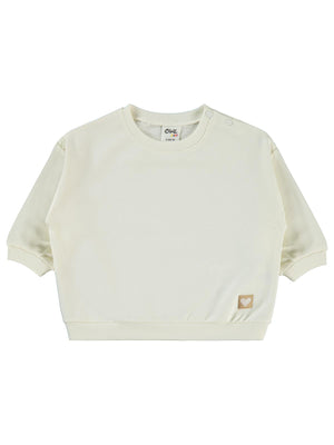 Civil Baby Civil Basic Kalp Etiketli 6-18 Ay Sweatshirt - Ekru