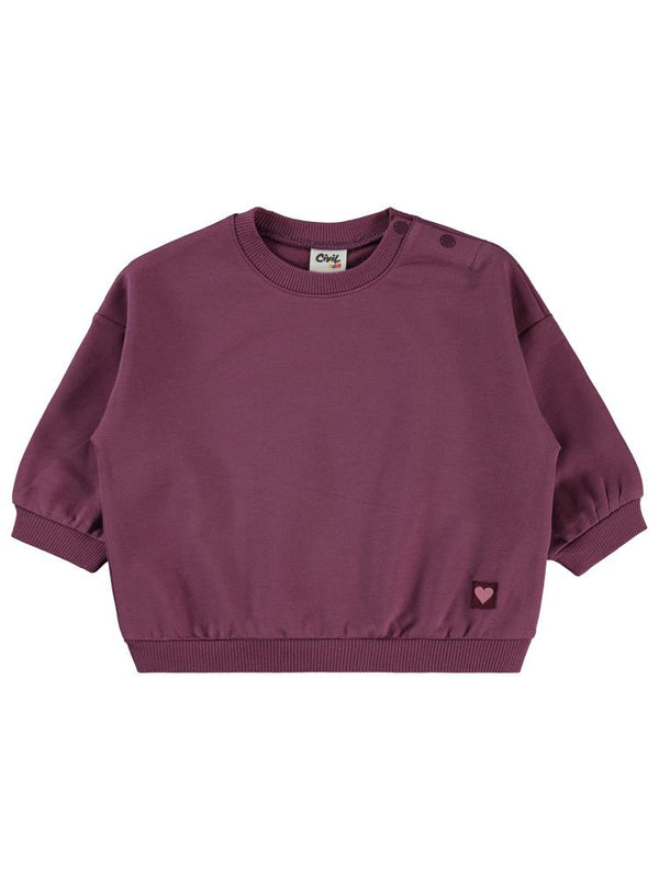 Civil Baby Civil Basic Kalp Etiketli 6-18 Ay Sweatshirt - Lila