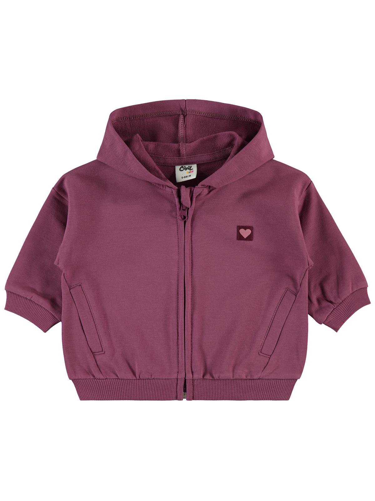 Civil Baby Civil Basic Kalp Etiketli Kapüşonlu 6-18 Ay Hırka - Lila
