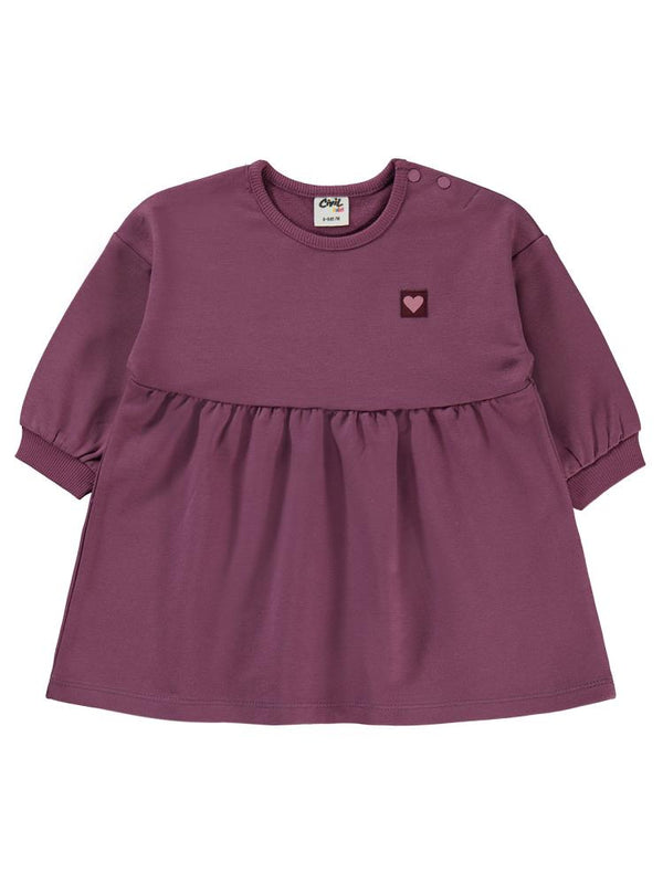 Civil Baby Civil Basic Kalp Etiketli 6-18 Ay Elbise - Lila
