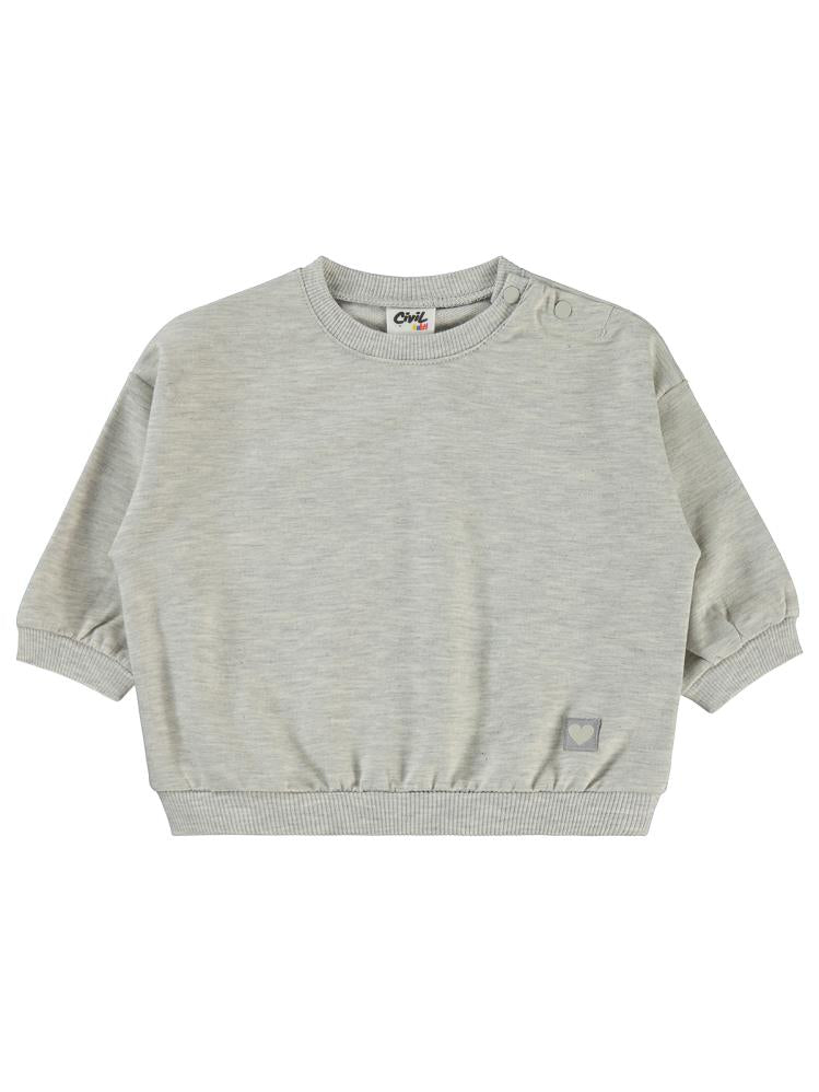 Civil Baby Civil Basic Kalp Etiketli 6-18 Ay Sweatshirt - Gri