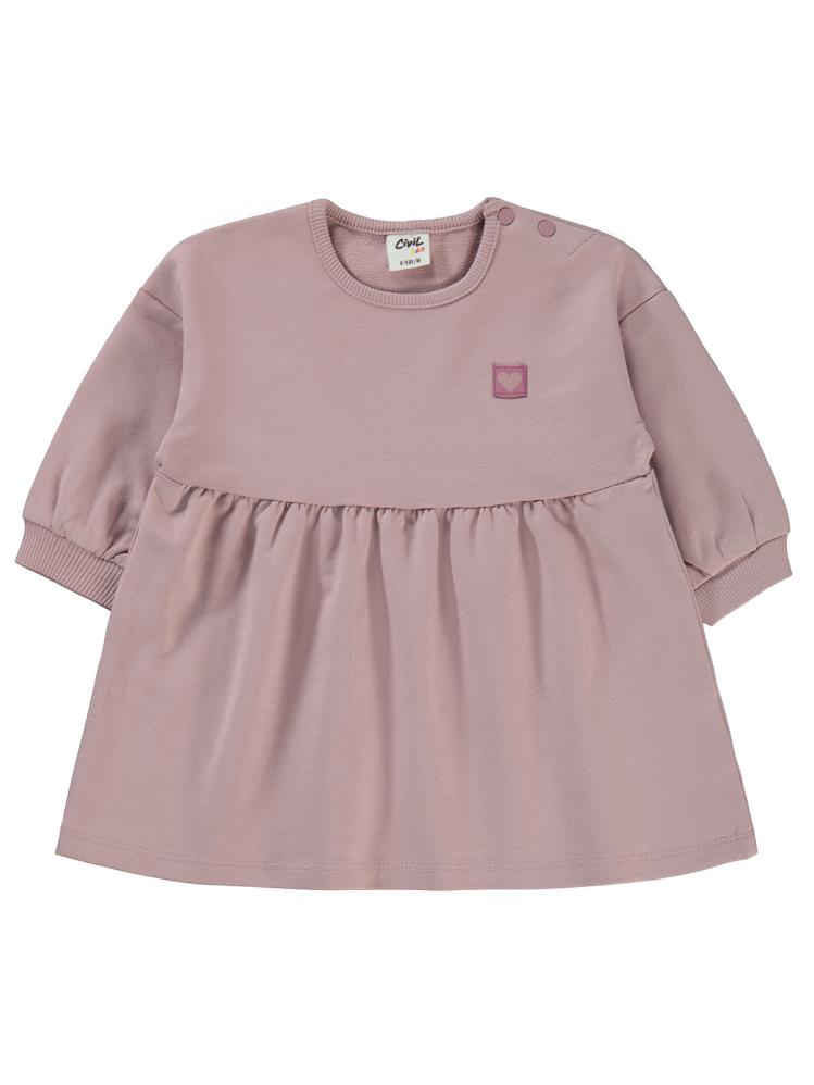 Civil Baby Civil Basic Kalp Etiketli 6-18 Ay Elbise - Lila