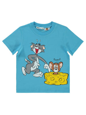 Tom And Jerry Baskılı 2-5 Yaş Tişört - Mavi