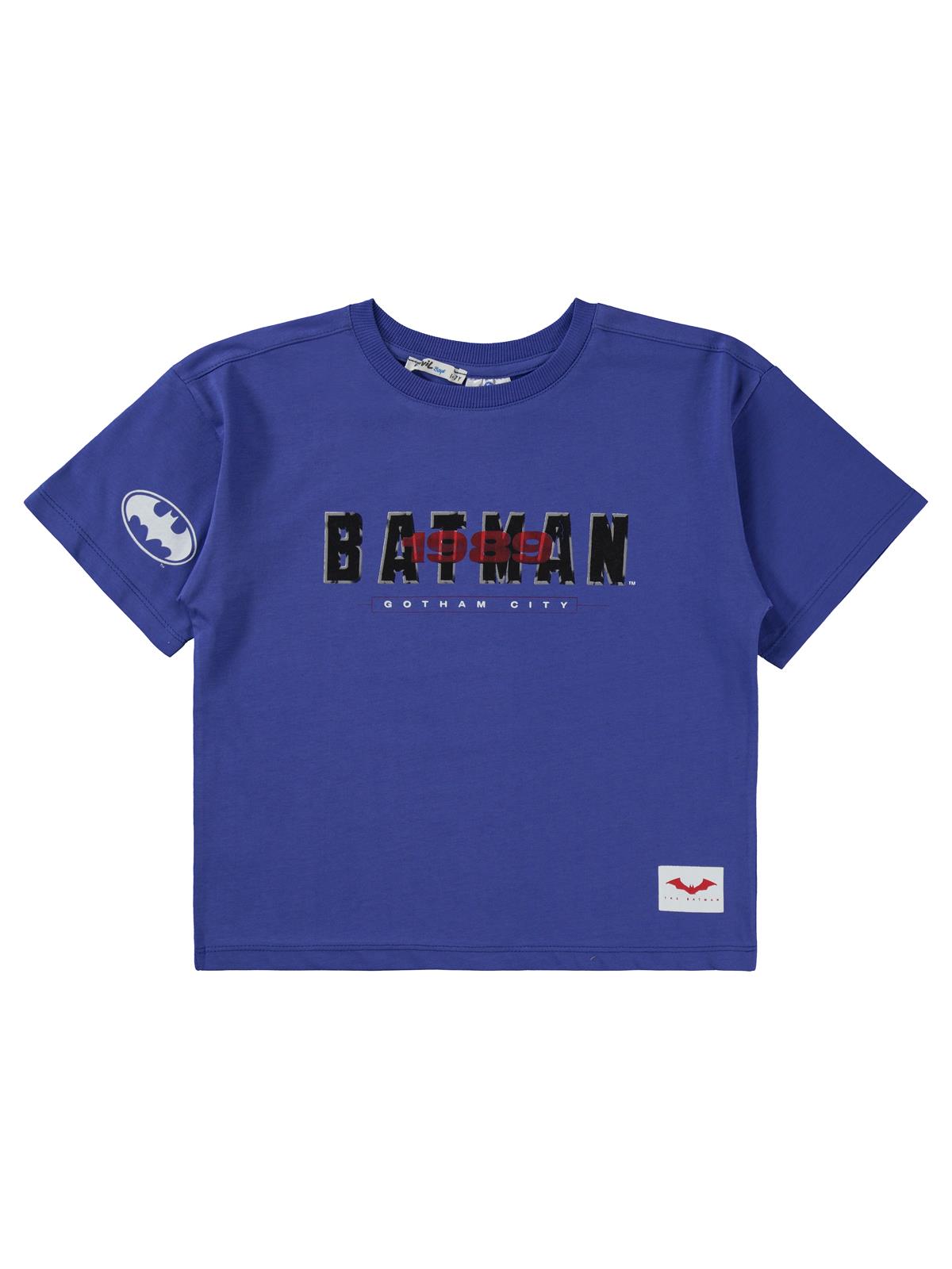 Batman Baskılı 10-13 Yaş Tişört - Mavi