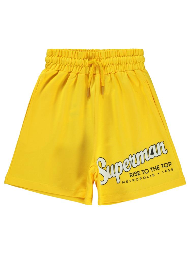 Süperman Baskılı 10-13 Yaş Şort - Sarı