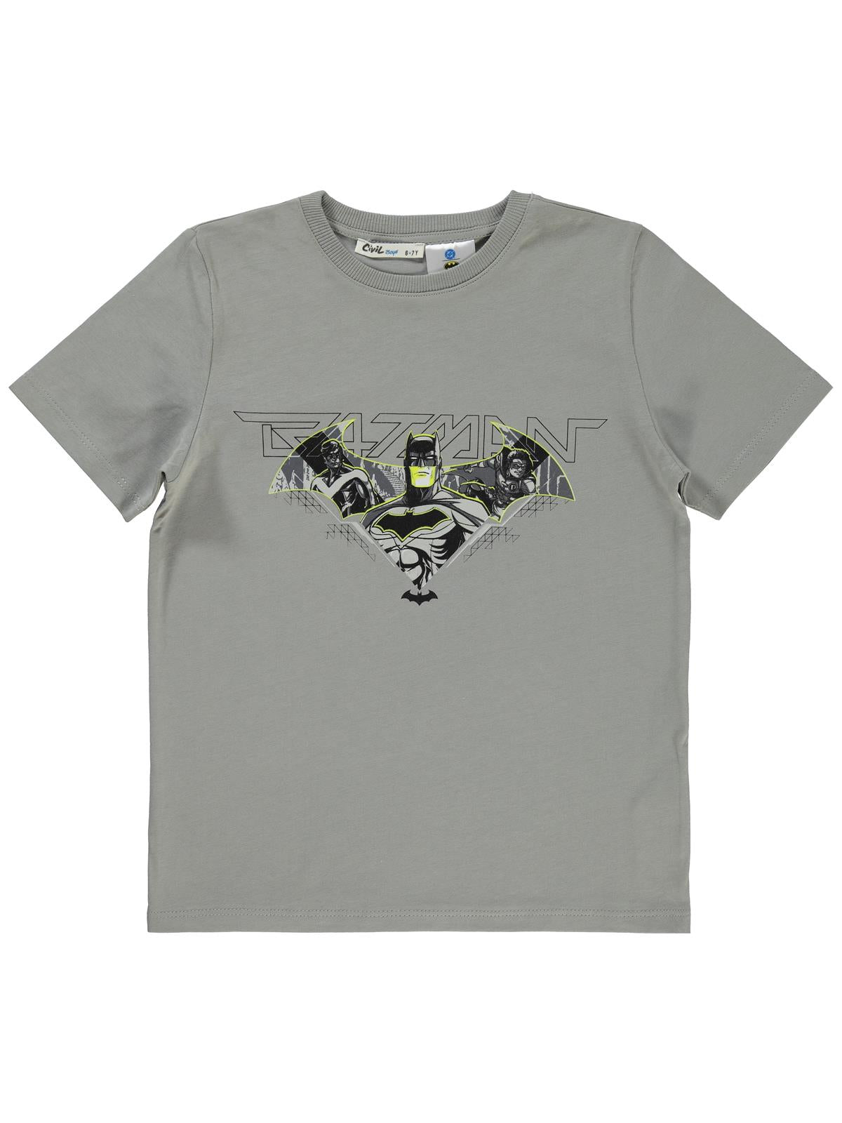 Batman Baskılı 10-13 Yaş Tişört - Gri