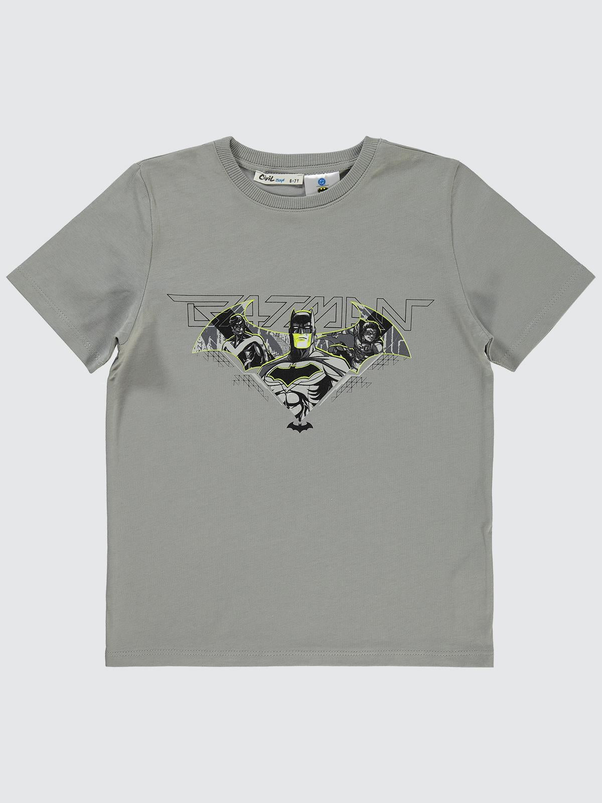 Batman Baskılı 6-9 Yaş Tişört - Gri