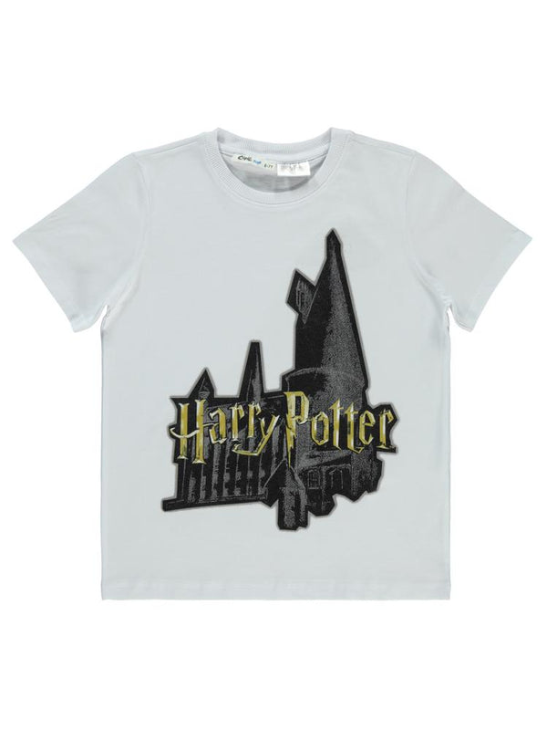 Harry Potter Baskılı  10-13 Yaş Tişört - Beyaz