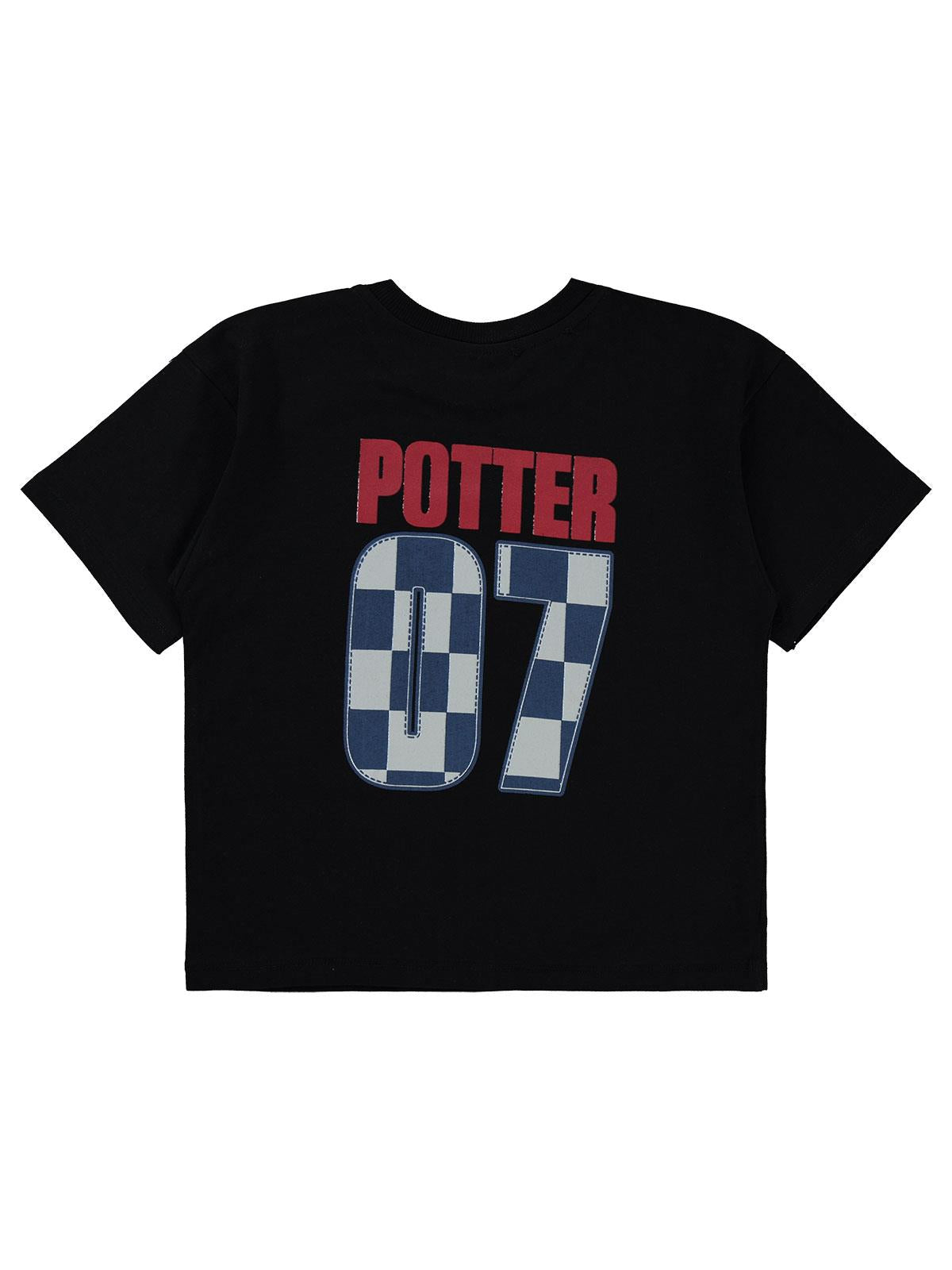 Harry Potter 07 Baskılı 10-13 Yaş Tişört - Siyah