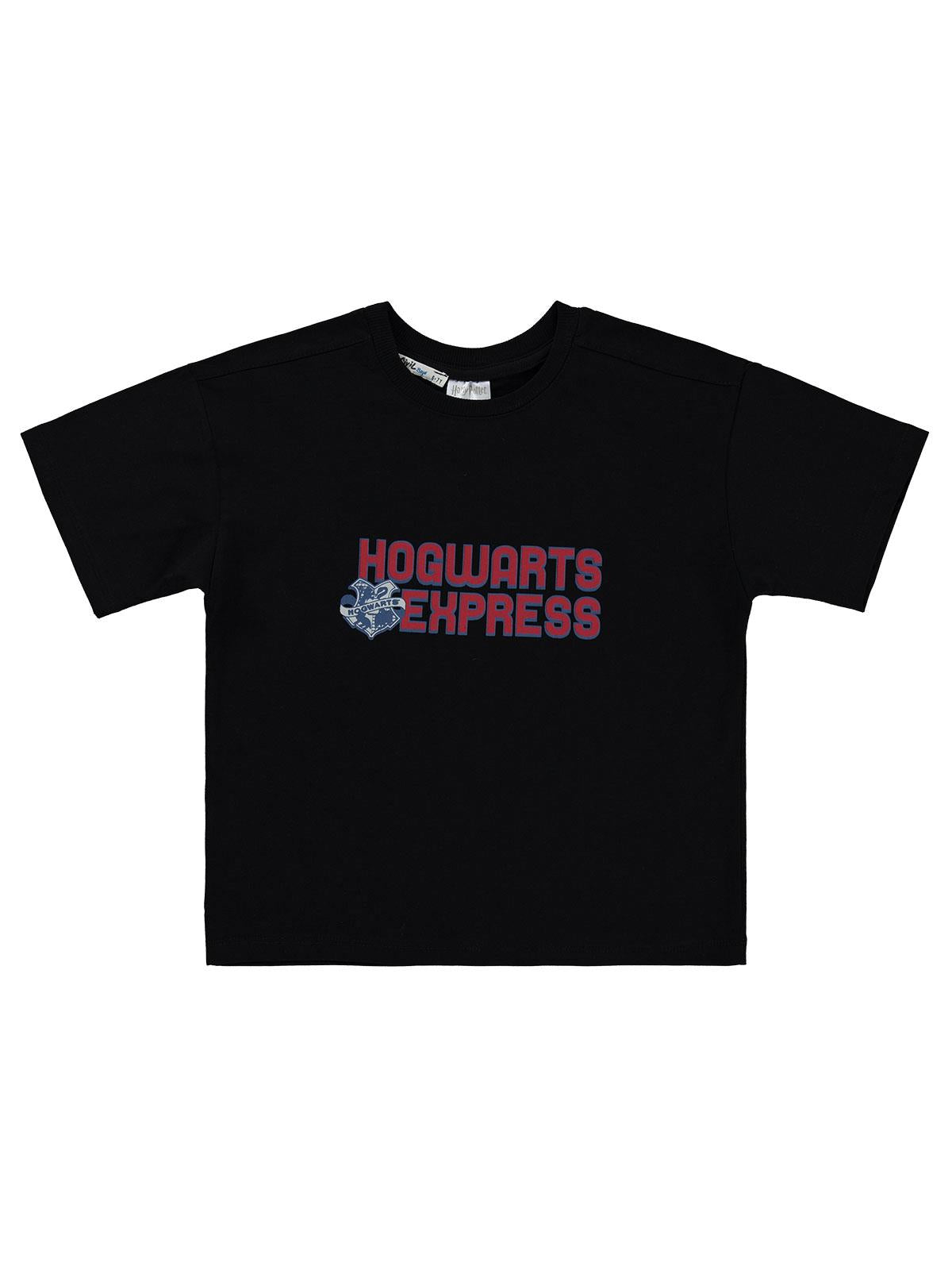 Harry Potter 07 Baskılı 10-13 Yaş Tişört - Siyah