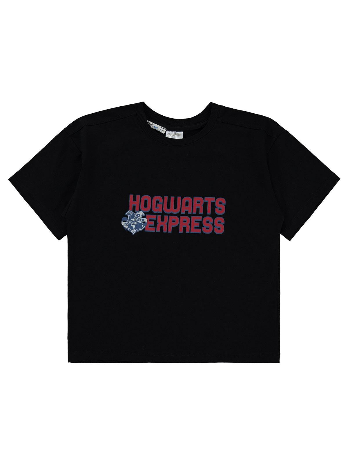Harry Potter 07 Baskılı 10-13 Yaş Tişört - Siyah