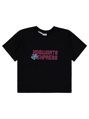 Harry Potter 07 Baskılı 10-13 Yaş Tişört - Siyah