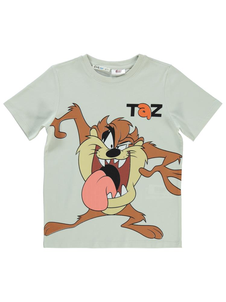 Tazmanya Taz Baskılı 6-9 Yaş Tişört - Gri
